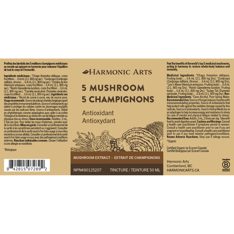 5 Mushroom Extract Tincture by Harmonic Arts - alter8.com
