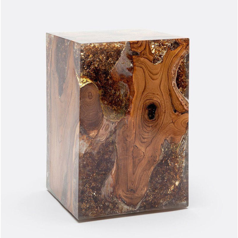 Organic Teak Wood and Cracked Resin Cube Tables - alter8.com