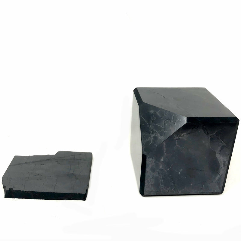 Shungite Cube with Stand (cut corner) 2 Pieces - alter8.com